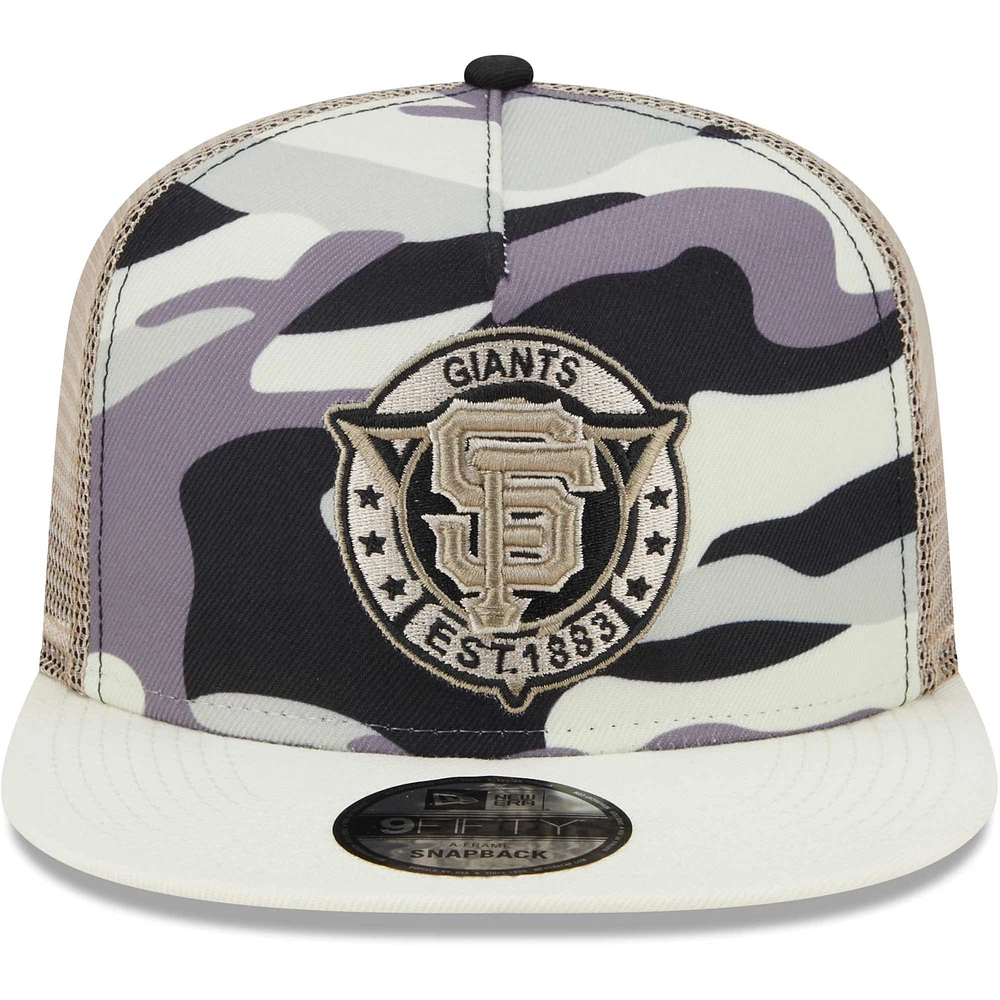 Casquette Snapback 9FIFTY Trucker Snapback avec cadre en A des Giants de San Francisco pour homme, blanche, New Era