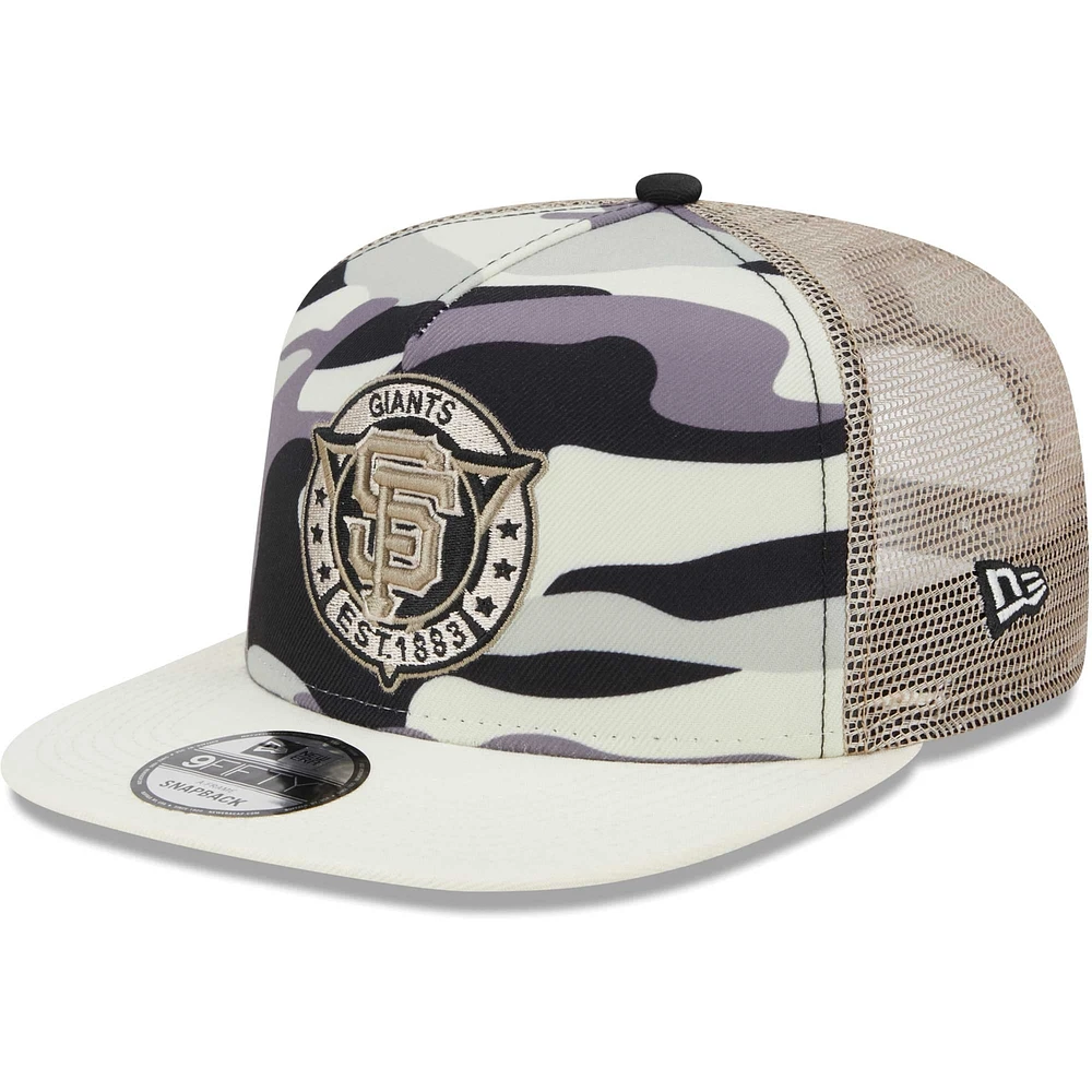 Casquette Snapback 9FIFTY Trucker Snapback avec cadre en A des Giants de San Francisco pour homme, blanche, New Era