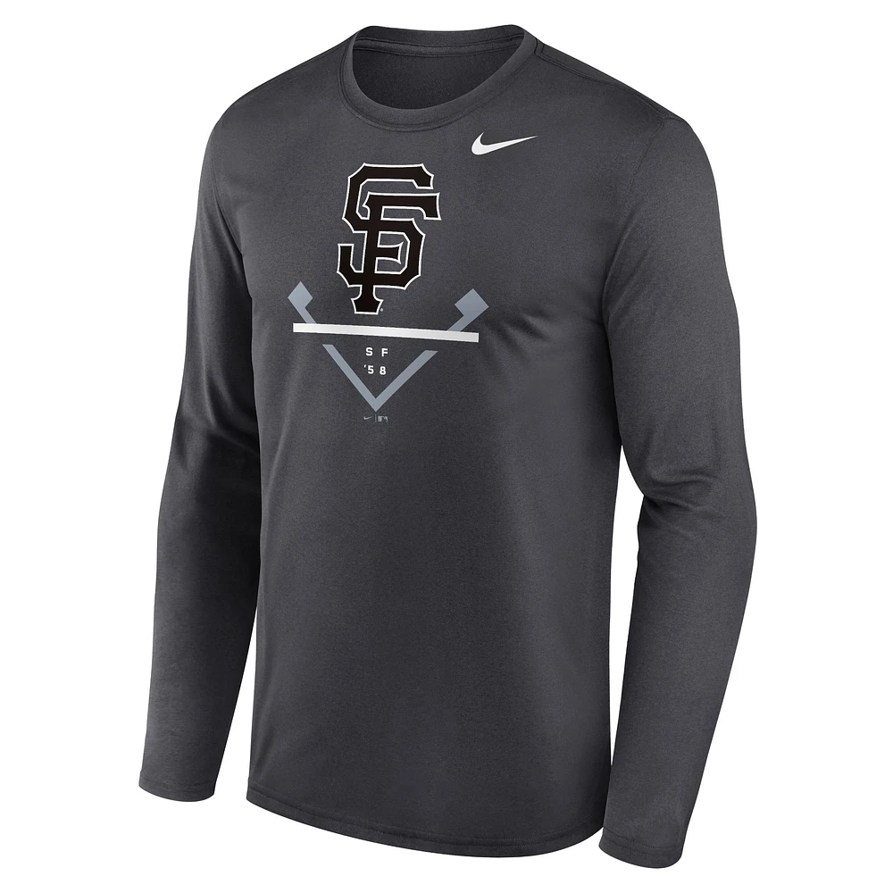 Men's Nike Anthracite San Francisco Giants Icon Legend Performance Long Sleeve T-Shirt
