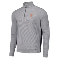 Men's Peter Millar Black San Francisco Giants Perth Sugar Stripe Performance Quarter-Zip Top