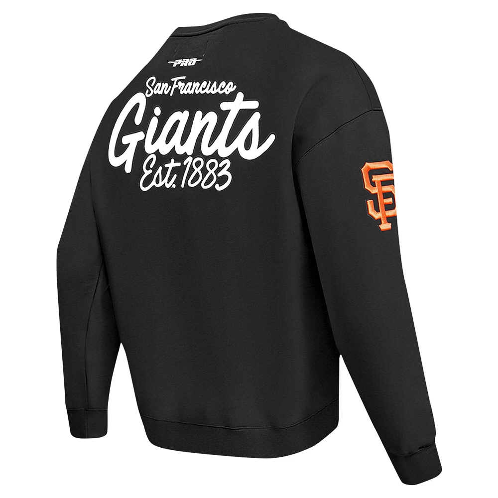 Men's Pro Standard Black San Francisco Giants Paint The City Dropped Shoulder Pullover Sweatshirt