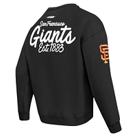 Men's Pro Standard Black San Francisco Giants Paint The City Dropped Shoulder Pullover Sweatshirt