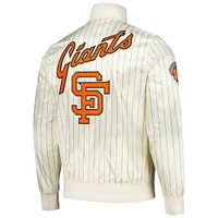 Men's Pro Standard Cream San Francisco Giants Cooperstown Collection Pinstripe Retro Classic Satin Full-Snap Jacket