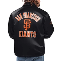 Men's Starter Black San Francisco Giants Option Route Satin Full-Snap Jacket