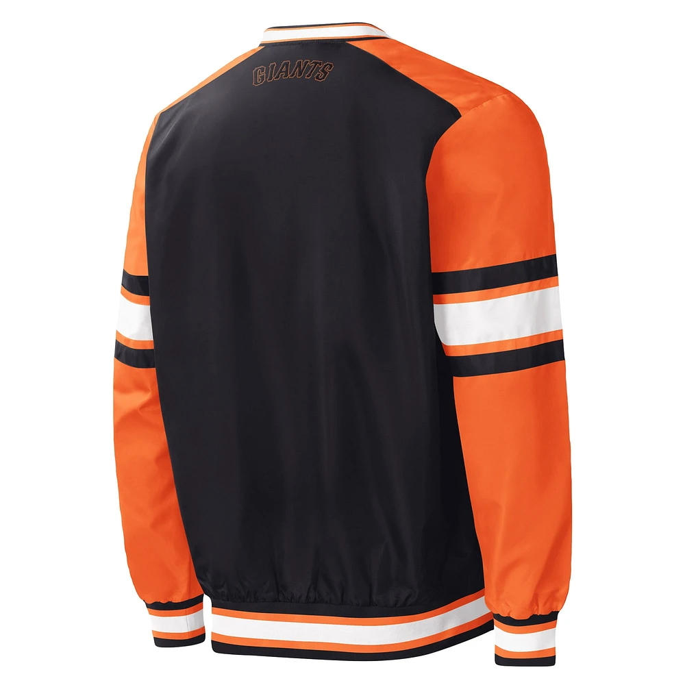Men's Starter Black San Francisco Giants Yardline V-Neck Pullover Windbreaker