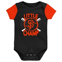 Newborn & Infant Black/Orange San Francisco Giants Little Champ Three-Pack Bodysuit Bib Booties Set