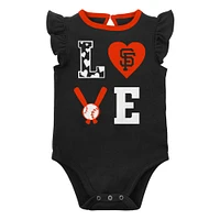 Ensemble trois pièces Love of Baseball Bib Body et chaussons pour nouveau-nés bébés des Giants de San Francisco, noir/orange
