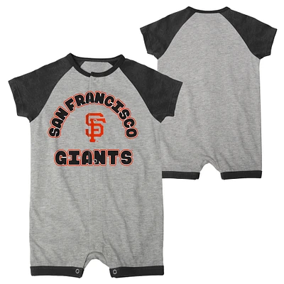 Barboteuse à boutons-pression Raglan pour nouveau-né et nourrisson gris chiné San Francisco Giants Extra Base Hit
