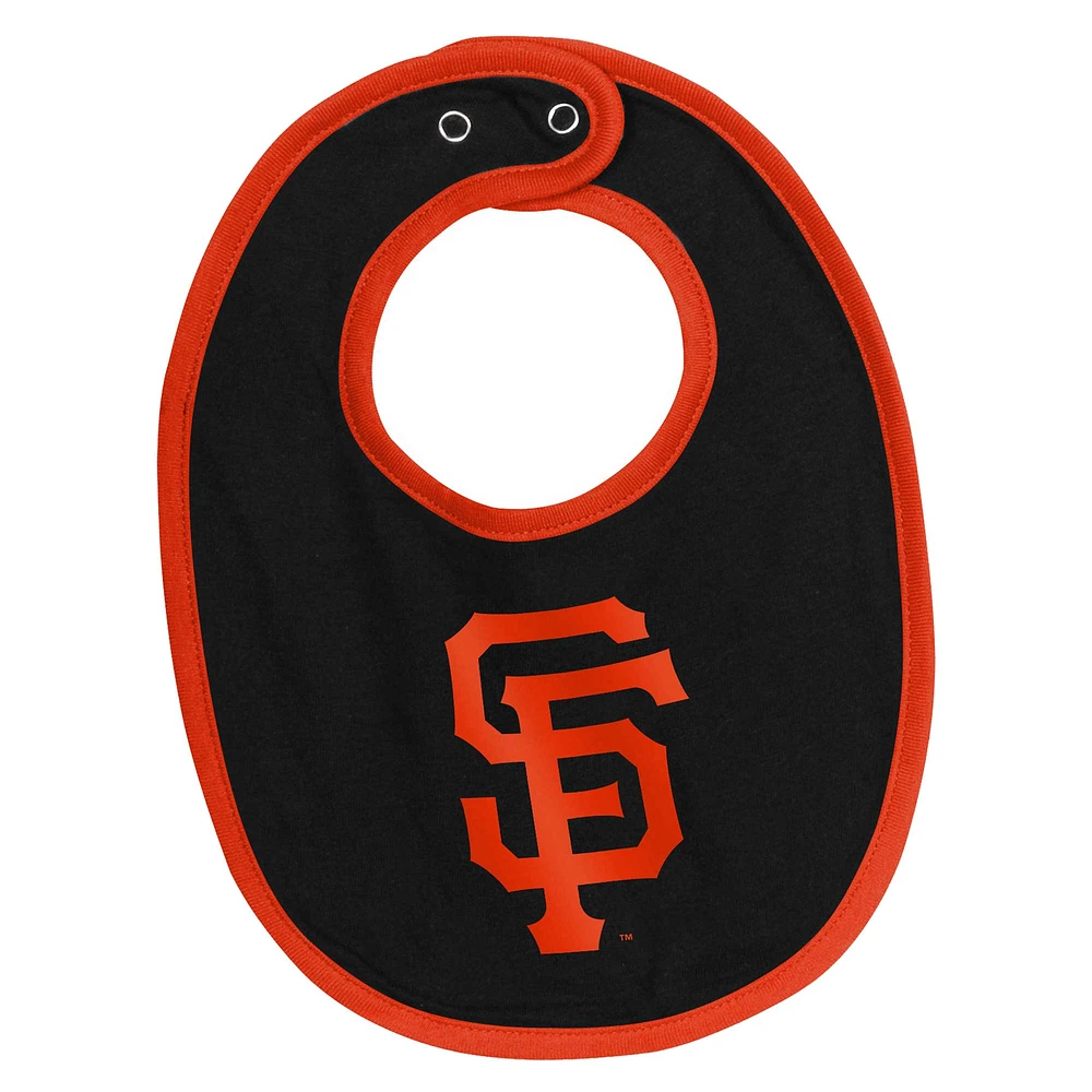 Newborn & Infant White San Francisco Giants Base Hitter Bodysuit, Bib Bootie Set