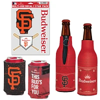 WinCraft San Francisco Giants MLB x Budweiser Can Cooler, Bottle Cooler & Decal Pack