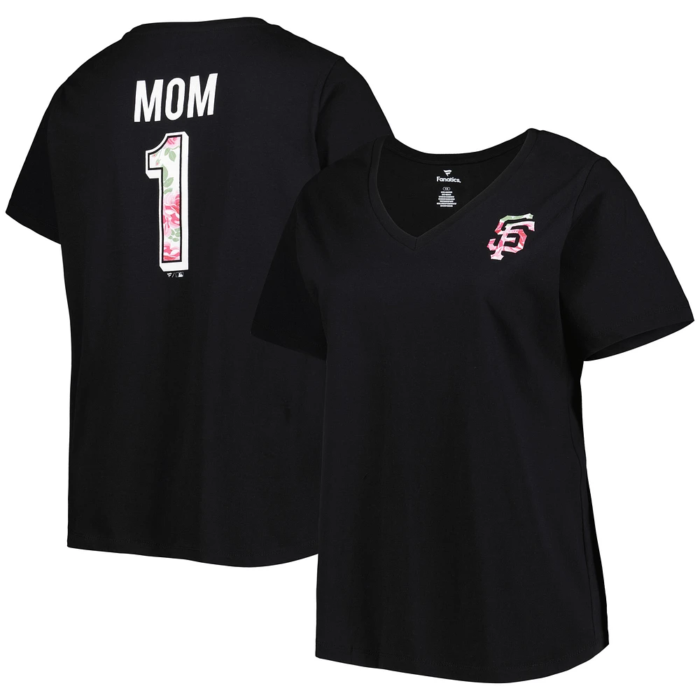 Women's Black San Francisco Giants Mother's Day Plus Best Mom Ever V-Neck T-Shirt
