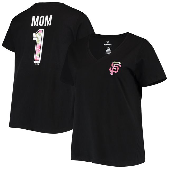 T-shirt noir à encolure en V Mom 2-Hit des Giants de San Francisco taille plus #1 pour femme