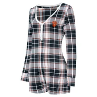 Women's Concepts Sport Black San Francisco Giants Ashford Plaid V-Neck Knit Romper