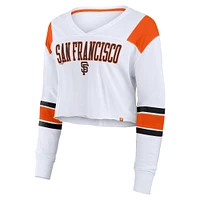 Women's Fanatics  White San Francisco Giants Stretch Cropped Fashion Long Sleeve T-Shirt