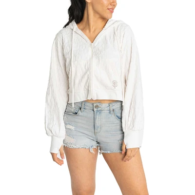 Chandail à glissière pleine longueur Tabitha Cheetah Terry des Giants de San Francisco Lusso White pour femme