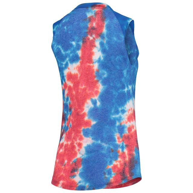 Débardeur musculaire tri-mélange Tie-Dye Majestic Threads rouge/bleu San Francisco Giants pour femmes