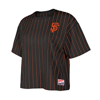 Women's New Era Black San Francisco Giants Boxy Pinstripe T-Shirt