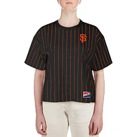 Women's New Era Black San Francisco Giants Boxy Pinstripe T-Shirt