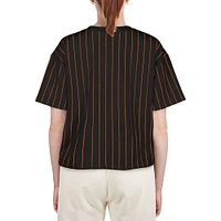Women's New Era Black San Francisco Giants Boxy Pinstripe T-Shirt