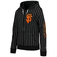 Women's New Era Black San Francisco Giants Pinstripe Tri-Blend Full-Zip Jacket