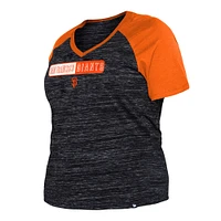 Women's New Era Black San Francisco Giants Plus Space Dye Raglan V-Neck T-Shirt