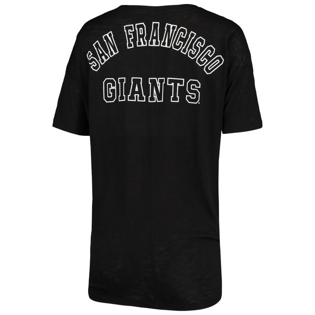 T-shirt noir New Era San Francisco Giants en jersey flammé avec encolure dégagée et liens sur les côtés