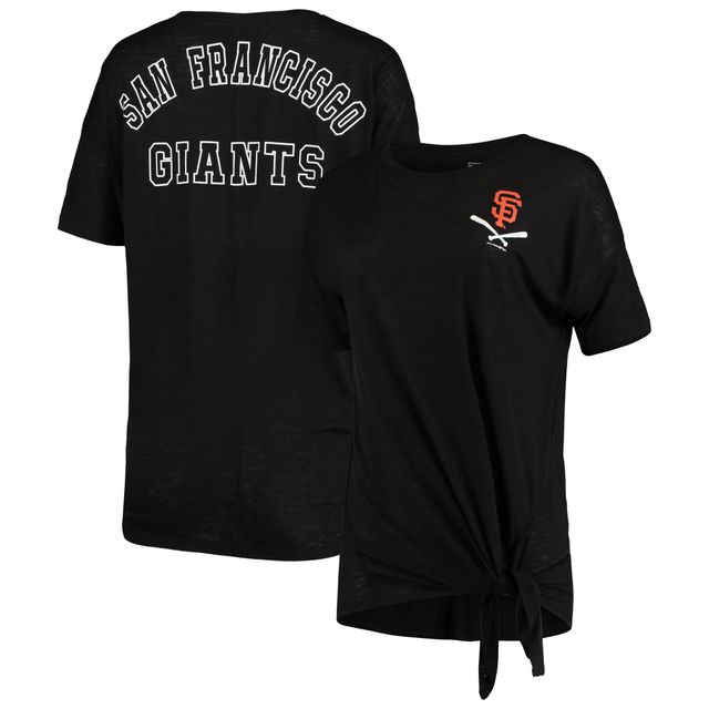 T-shirt noir New Era San Francisco Giants en jersey flammé avec encolure dégagée et liens sur les côtés