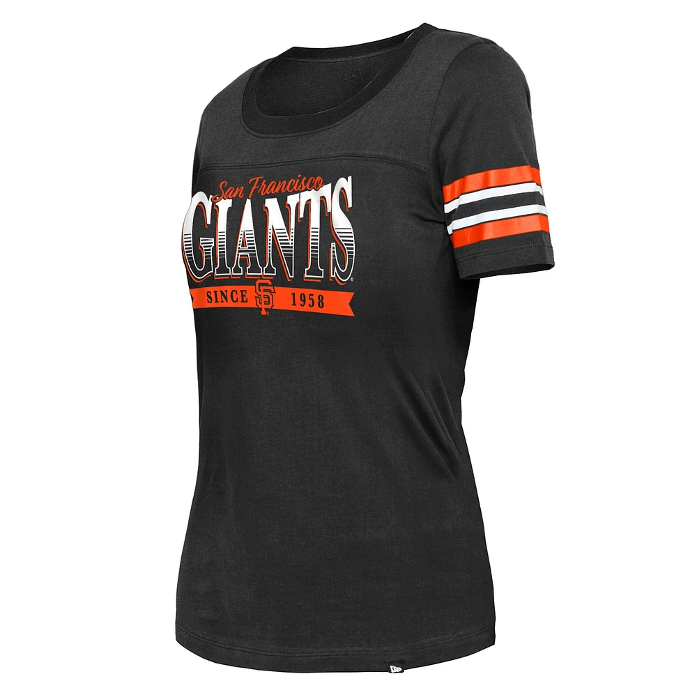 Women's New Era Black San Francisco Giants Team Stripe T-Shirt
