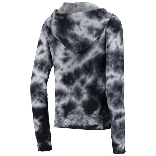 Sweat à capuche entièrement zippé noir en molleton Tie-Dye Giants de San Francisco New Era pour femme