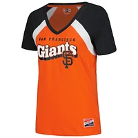T-shirt raglan chiné à col en V orange San Francisco Giants New Era pour femme