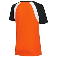 T-shirt raglan chiné à col en V orange San Francisco Giants New Era pour femme