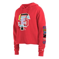 Women's New Era Red San Francisco Giants Fashion High Hip Pullover Hoodie