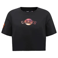 Women's Pro Standard Black San Francisco Giants Painted Sky Boxy Cropped T-Shirt