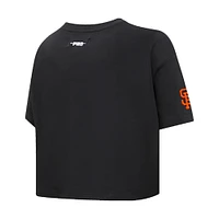 Women's Pro Standard Black San Francisco Giants Painted Sky Boxy Cropped T-Shirt