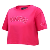 Women's Pro Standard Pink San Francisco Giants Triple Boxy Cropped T-Shirt
