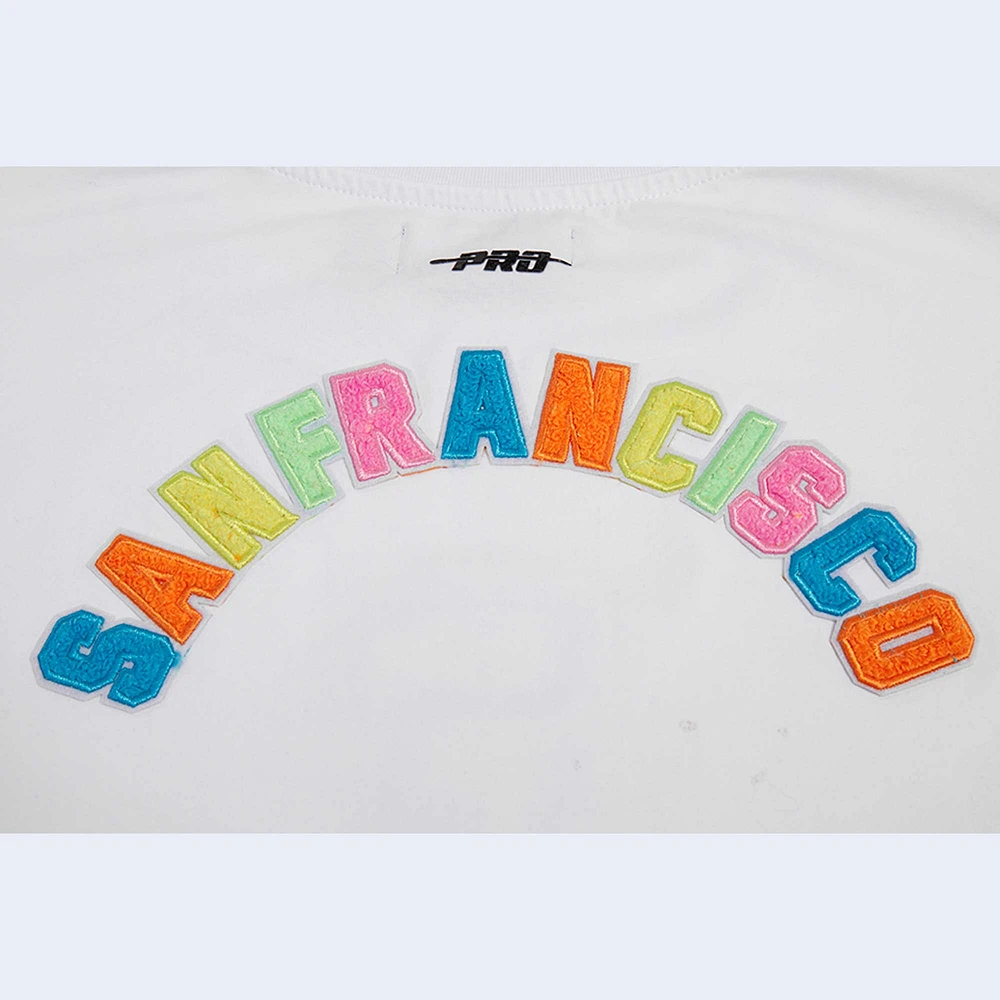 Women's Pro Standard White San Francisco Giants Washed Neon Cropped Boxy T-Shirt