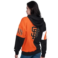 Women's Starter Black/Orange San Francisco Giants Curve Ball Full Zip Hoodie Sweatshirt