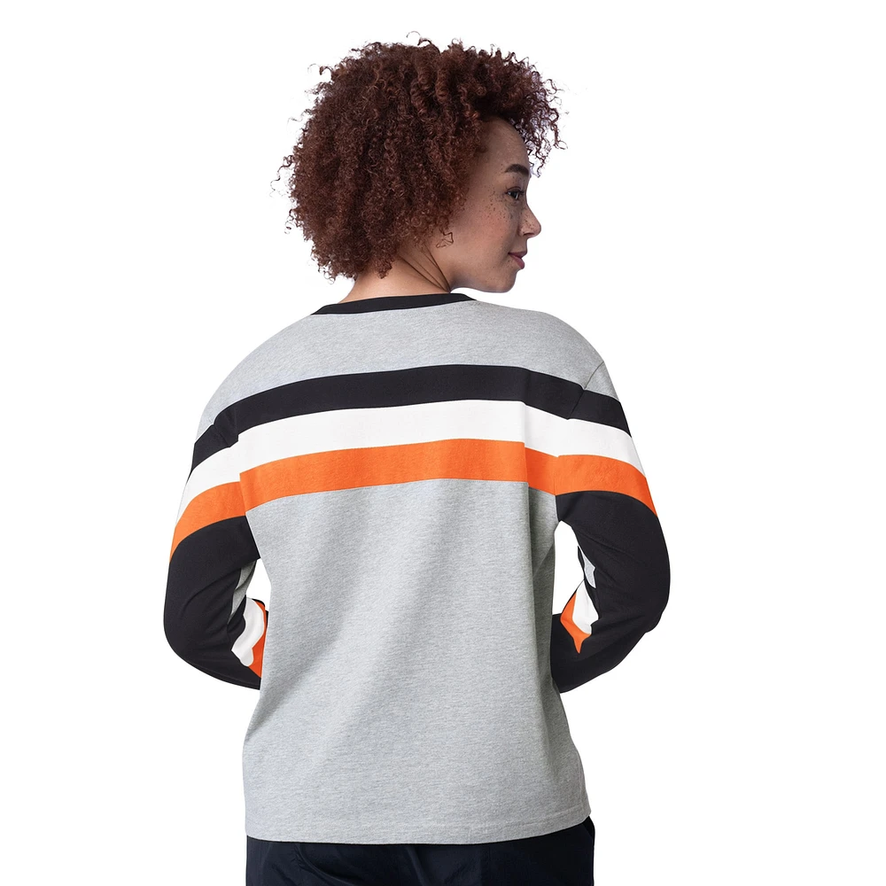 Women's Starter Heather Gray San Francisco Giants Triple A Fashion Color Block Long Sleeve Top