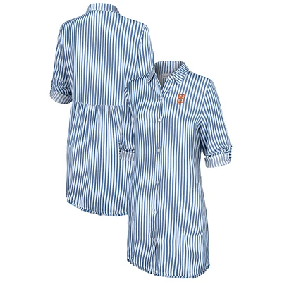 Robe boutonnée à rayures en chambray Tommy Bahama pour femmes, blanc/bleu, San Francisco Giants