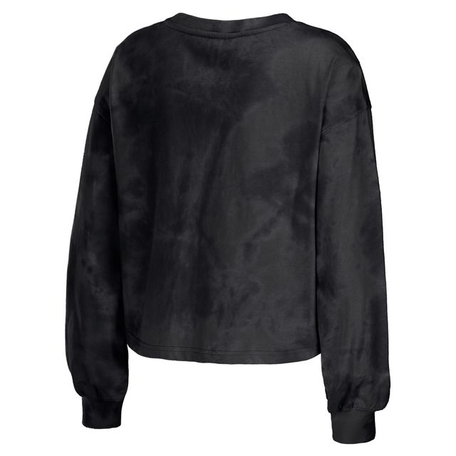Women's WEAR by Erin Andrews Noir San Francisco Giants Tie-Dye Cropped Pullover Sweatshirt & Shorts Lounge Set