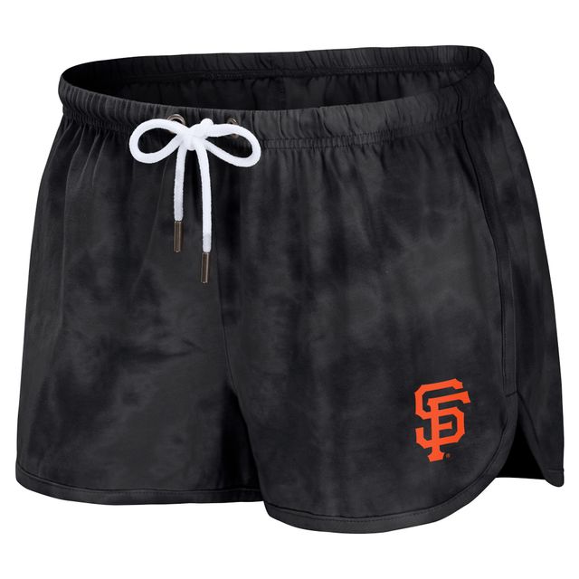 Women's WEAR by Erin Andrews Noir San Francisco Giants Tie-Dye Cropped Pullover Sweatshirt & Shorts Lounge Set