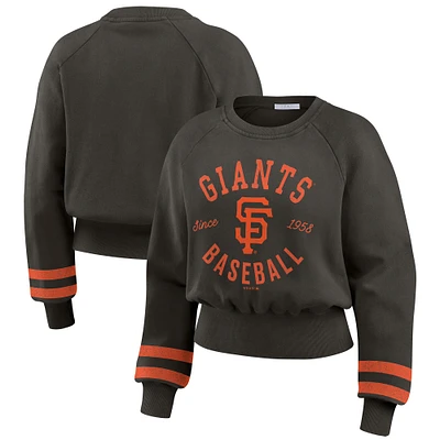 Sweat-shirt court délavé vintage noir WEAR by Erin Andrews pour femme des San Francisco Giants