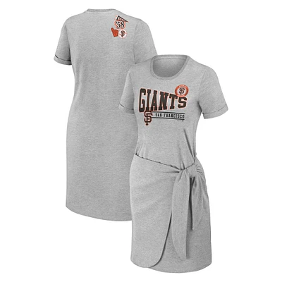 Robe t-shirt nouée WEAR by Erin Andrews gris chiné San Francisco Giants pour femme