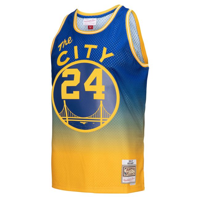 Maillot homme Mitchell & Ness Rick Barry Gold/Royal San Francisco Warriors 1966/67 Hardwood Classics Fadeaway Swingman Player