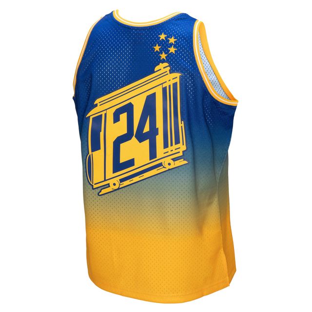 Maillot homme Mitchell & Ness Rick Barry Gold/Royal San Francisco Warriors 1966/67 Hardwood Classics Fadeaway Swingman Player