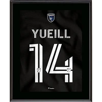 Jackson Yueill San Jose Earthquakes 10.5" x 13" Active Fault Jersey Style Number 14 Sublimated Plaque