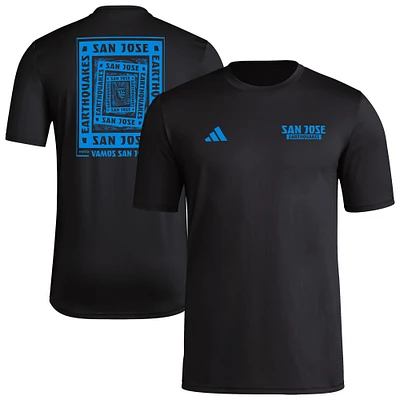 T-shirt cache-cœur adidas noir pour homme San Jose Earthquakes