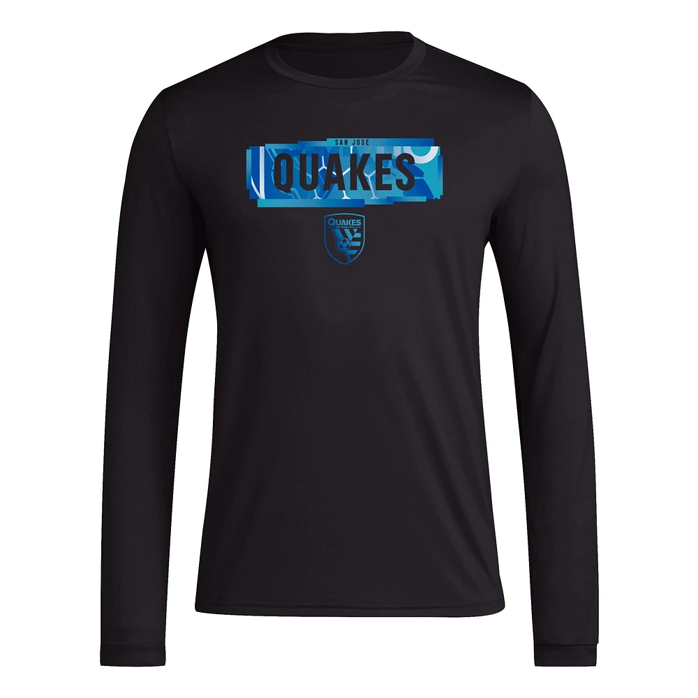 T-shirt à manches longues adidas San Jose Earthquakes Local Pop AEROREADY pour hommes, noir