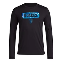 T-shirt à manches longues adidas San Jose Earthquakes Local Pop AEROREADY pour hommes, noir