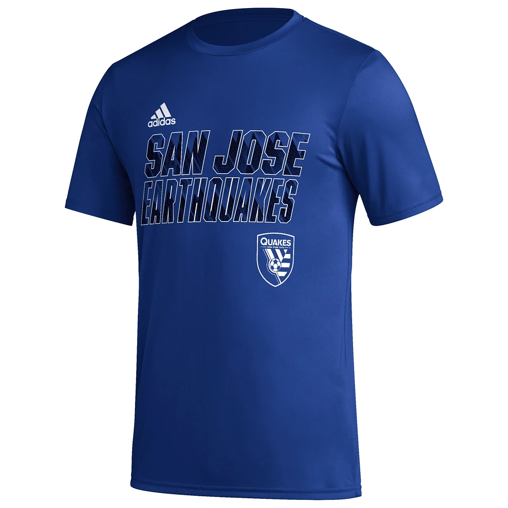Men's adidas Blue San Jose Earthquakes Team Jersey Hook AEROREADY T-Shirt
